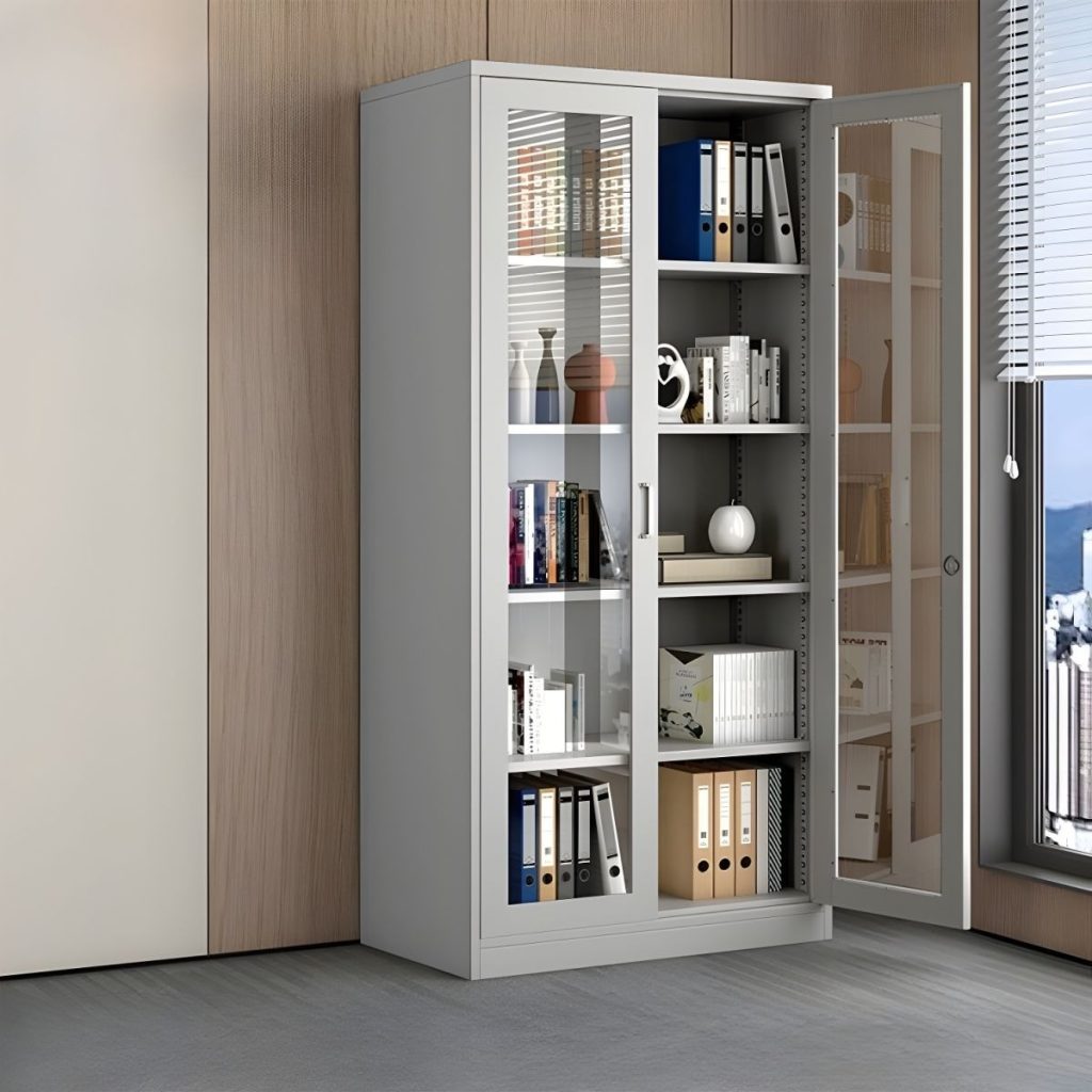 2 Door File Cabinet Full Glass - Ecohome Furnitures